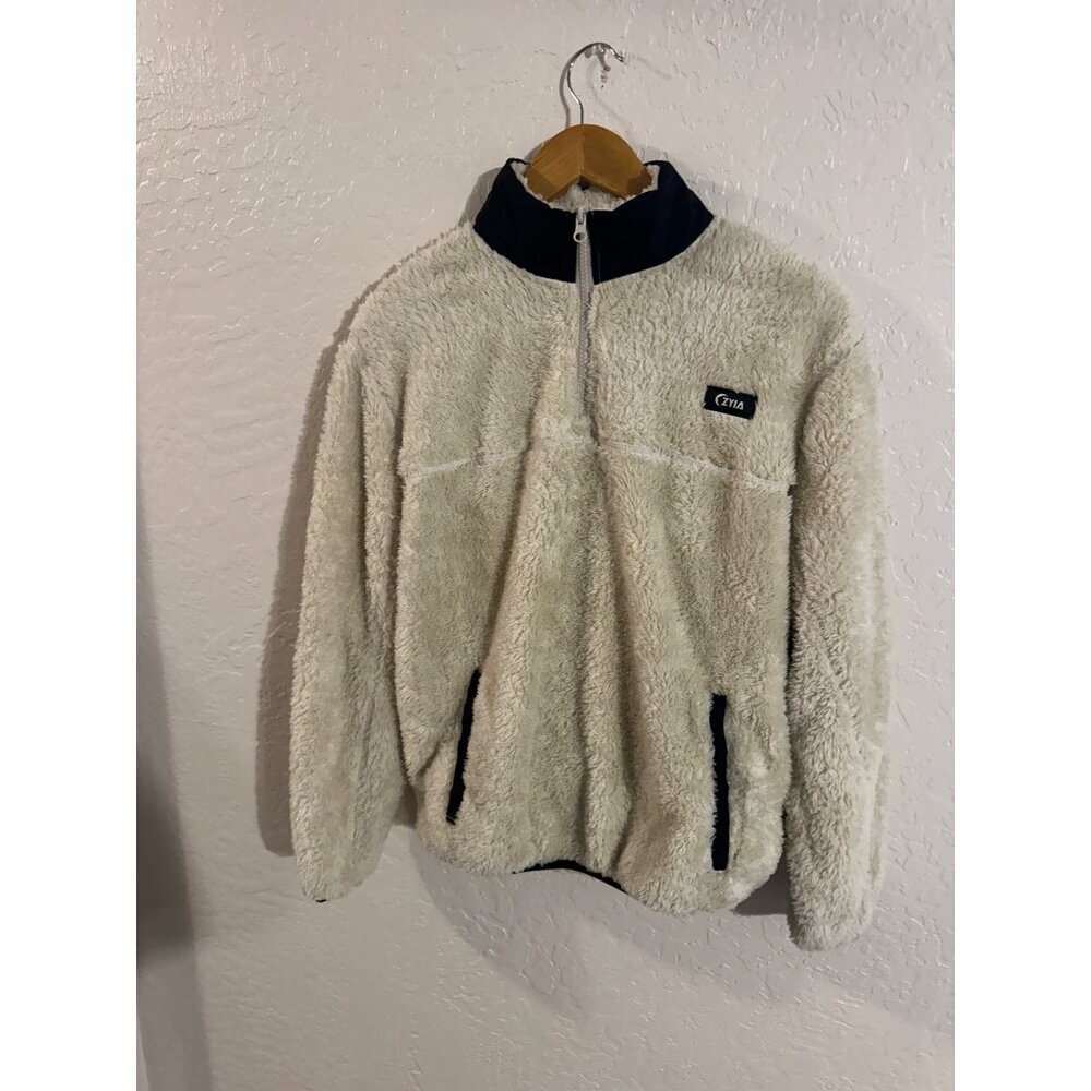 Y Zyia Active Cream Sherpa Fleece 1/4 zip Pullover Sweater - Picture 3 of 14